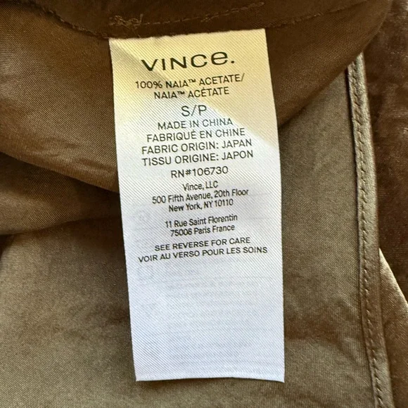 VINCE Satin Slip Dress in Nutwood Size S - Picture 14 of 16